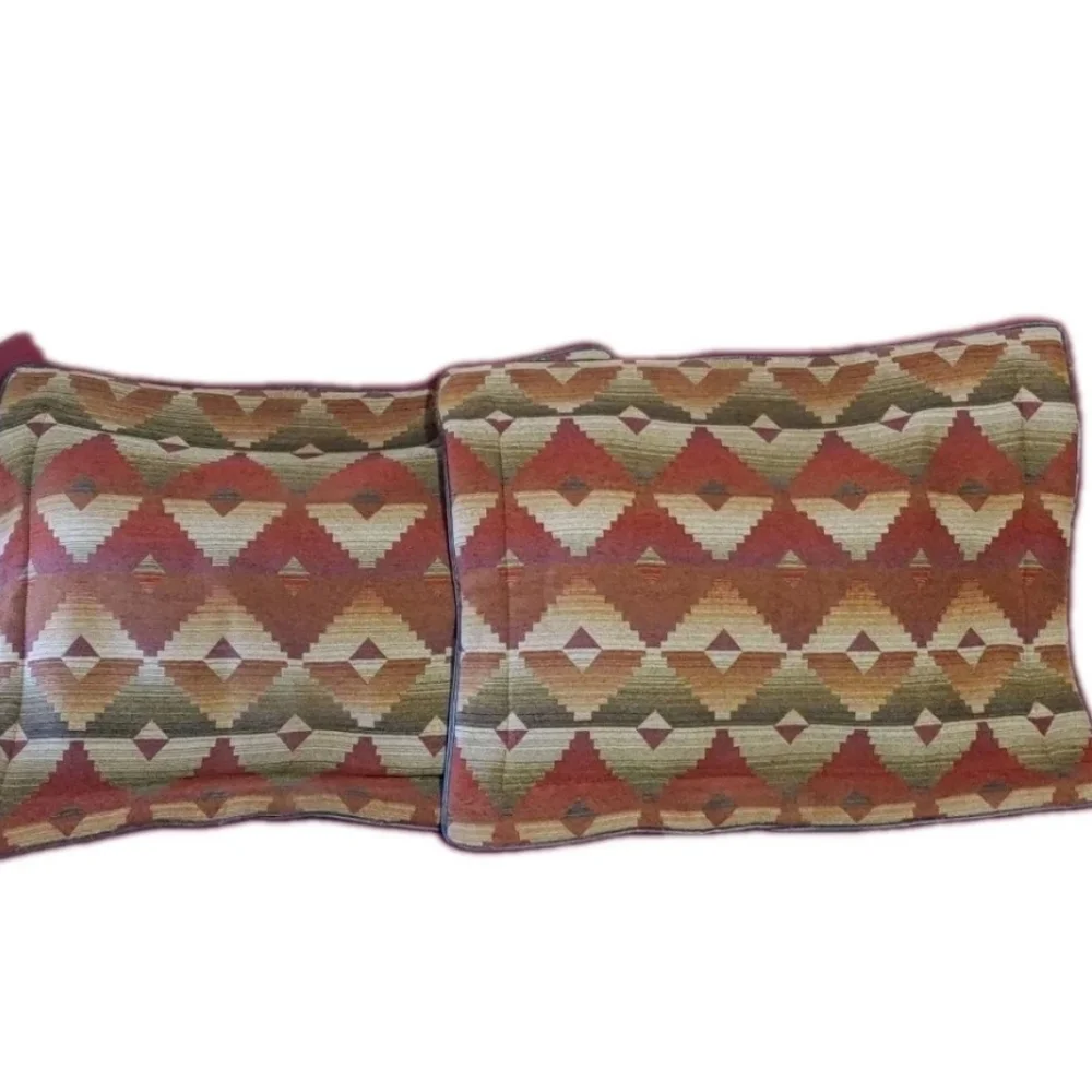 Croscill Santa Fe Aztec 2 Chenille Pillow Shams Quilted Southwestern StandardSz